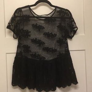 UO kimchi blue black embroider lace black top